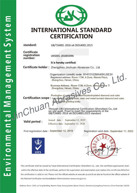 Trung Quốc ZHENGZHOU JINCHUAN ABRASIVES CO., LTD. Chứng chỉ